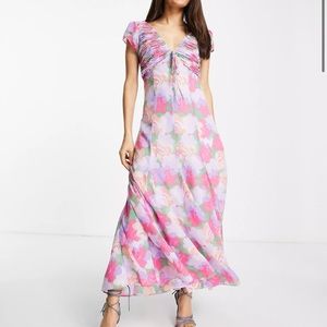ASOS Ruched Floral Maxi Dress